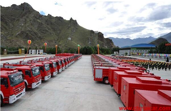 公安部消防局支援西藏3500万消防车辆装备